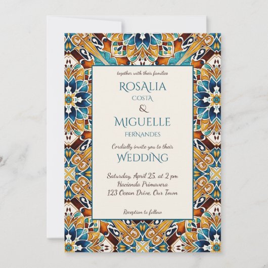 Talavera azulejo tegel  bruiloft kaart (Voorkant)