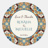 Talavera azulejo tegel bruiloft ronde sticker (Voorkant)