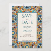 Talavera azulejo tegel  bruiloft save the date (Voorkant)