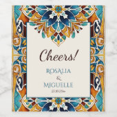 Talavera azulejo tegel bruiloft wijn etiket (Enkel label)