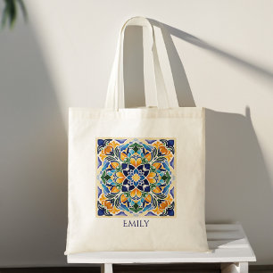 Talavera azulejo vintage Mexicaans met aangepaste  Tote Bag
