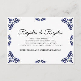 Talavera Black Floral Minimalist Spanish Wedding Informatiekaartje