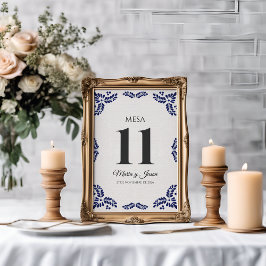 Talavera Black Floral Minimalist Spanish Wedding Kaart