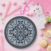 Talavera blauw en bruin papieren bordje (Feest)