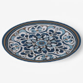 Talavera blauw en bruin papieren bordje (Gekanteld)