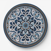 Talavera blauw en bruin papieren bordje (Voorkant)