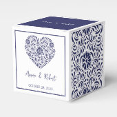 Talavera blauw hart Favor Box Bedankdoosjes (Voorkant Zijde)