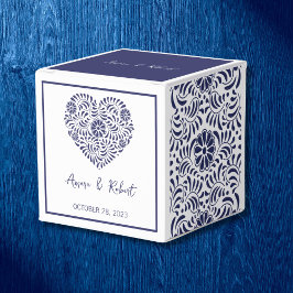 Talavera blauw hart Favor Box Bedankdoosjes