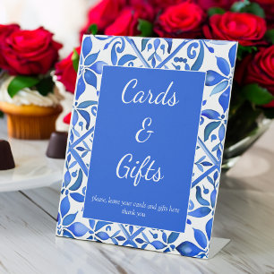  Talavera blauw tegel Spaans huwelijkscadeaus Reclamebord Met Voetstuk