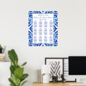 Talavera blauw tegels bruiloft zitplan Poster (Thuiskantoor)