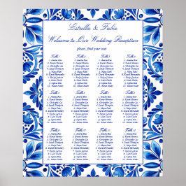  Talavera blauw tegels bruiloft zitplan Poster