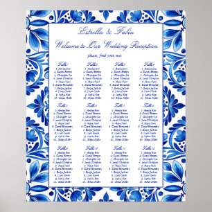  Talavera blauw tegels bruiloft zitplan Poster