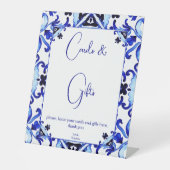 Talavera blauw tegels Mexicaans vrijgezellenfeest  Reclamebord Met Voetstuk (Voorkant)