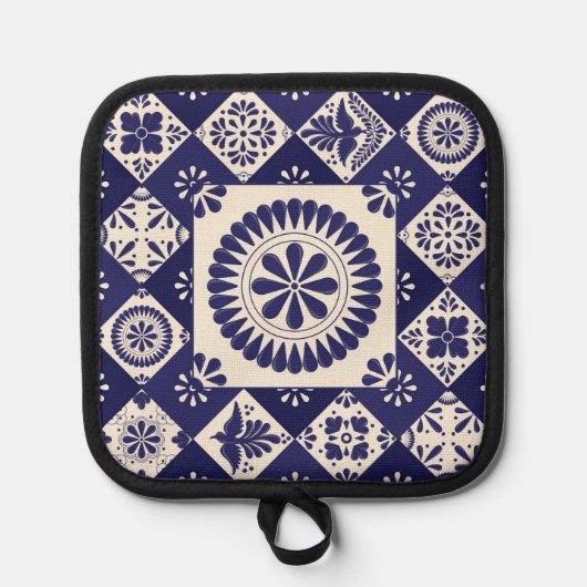 Talavera Blauwe Tegel Pannenlap (Voorkant)