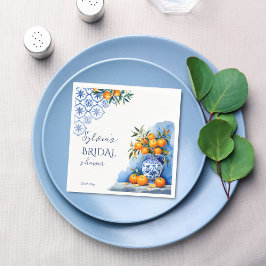 Talavera blue chinoiserie citrus vrijgezellenfeest servet
