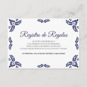 Talavera Blue Floral Minimalist Spanish Wedding Informatiekaartje (Voorkant)