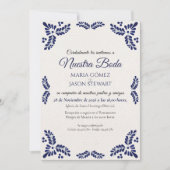 Talavera Blue Floral Minimalist Spanish Wedding Kaart (Voorkant)
