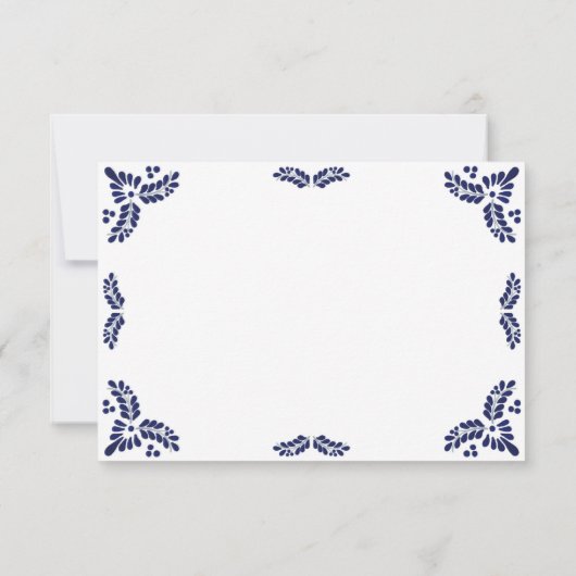Talavera Blue Floral Minimalist Spanish Wedding Save The Date (Achterkant)