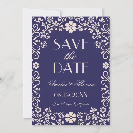 Talavera Blue Mexican Wedding  Save The Date (Voorkant)