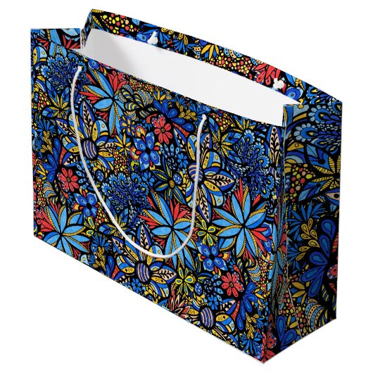 Talavera Bouquet Pattern Gift Bag Groot Cadeauzakje (Achterkant Gekanteld)