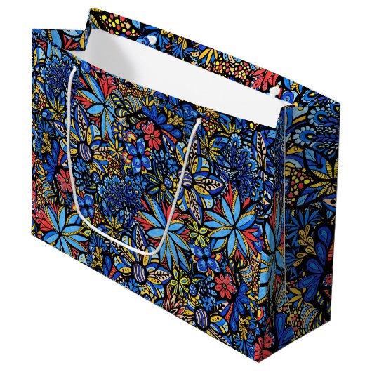 Talavera Bouquet Pattern Gift Bag Groot Cadeauzakje (Voorkant Gekanteld)