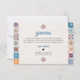 Talavera Colorful Floral Fiesta Spanish Wedding Bedankkaart