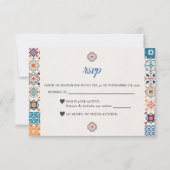 Talavera Colorful Floral Fiesta Spanish Wedding RSVP Kaartje (Voorkant)