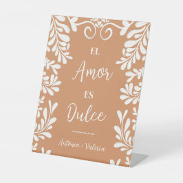 Talavera El Amor Es Dulce Bruidstaart Tafel Reclamebord Met Voetstuk