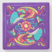 Talavera Fish Koi Poi Stenen Onderzetter (Voorkant)