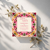 Talavera fuchsia tegel  bruiloft save the date