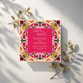 Talavera fuchsia tegel  bruiloft save the date