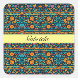 Talavera Garden, op maat Vierkante Sticker