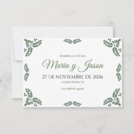 Talavera Green Floral Minimalist Spanish Wedding Save The Date