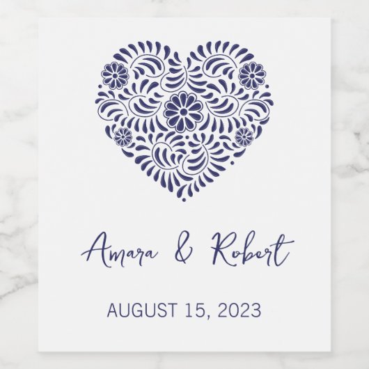 Talavera-hart Wijn Etiket (Enkel label)