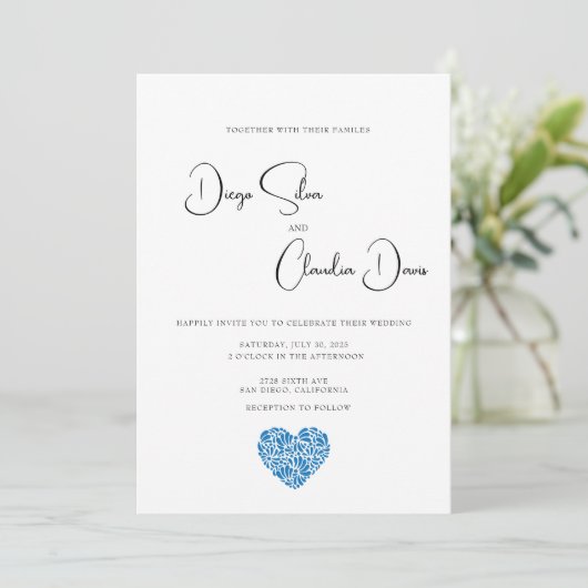 Talavera Heart Wedding Uitnodiging (Staand voorkant)