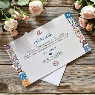 Talavera Kleurrijke Bloemrijke Fiesta Spaanse Trou Bedankkaart