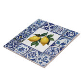 Talavera Lemons - Blue and White Mediterranean Tegeltje (Zijkant)