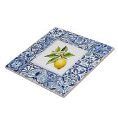 Talavera Lemons Light Blue and White Mediterranean Tegeltje (Zijkant)