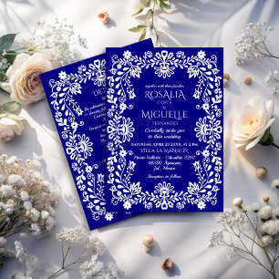 Talavera marine blauw Mexicaanse bruiloft Kaart