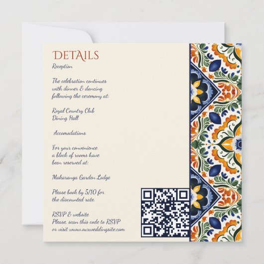 Talavera Mexicaans alles in één bruiloft Kaart (Achterkant)