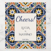 Talavera Mexicaans bruiloft gedrukt Wijn Etiket (Enkel label)