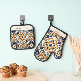 Talavera  Mexicaans Kerstcadeaus voor mama Ovenwant & Pannenlap Set