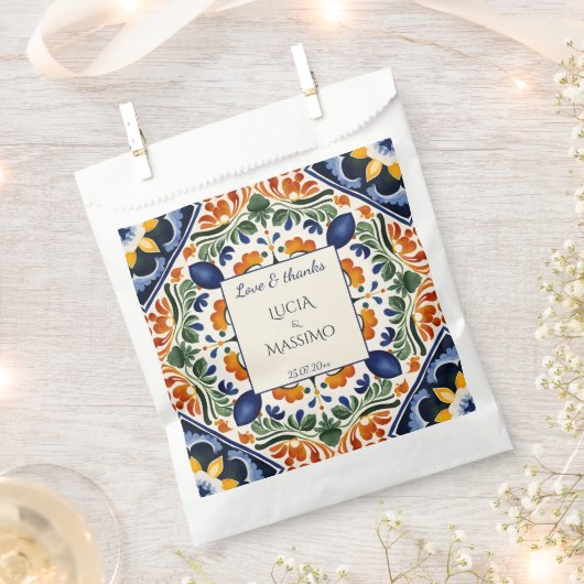 Talavera Mexicaans trouwmonogram gedrukt Bedankzakje (Geknipt)