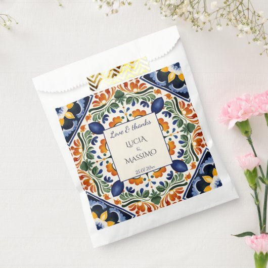 Talavera  Mexicaans trouwmonogram gedrukt Bedankzakje (Gezegeld)