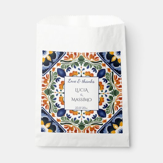 Talavera  Mexicaans trouwmonogram gedrukt Bedankzakje (Voorkant)