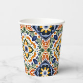 Talavera  Mexicaans trouwmonogram gedrukt Papieren Bekers (Achterkant)
