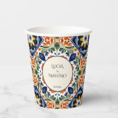 Talavera  Mexicaans trouwmonogram gedrukt Papieren Bekers (Voorkant)