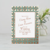 Talavera Mexicaanse Blauwgroen bruiloft geperst Folie Uitnodiging (Staand Voorkant)