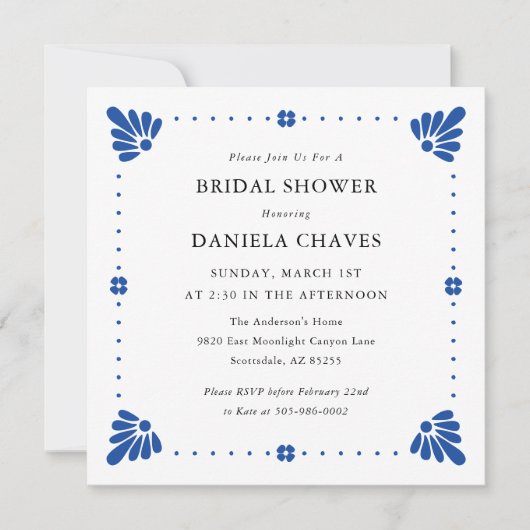 Talavera Mexicaanse bruidsdouche uitnodiging (Voorkant)