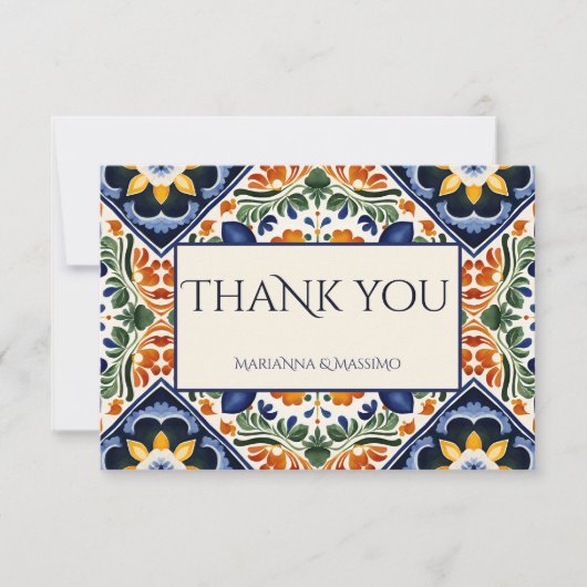Talavera  Mexicaanse bruiloft Bedankkaart (Voorkant)